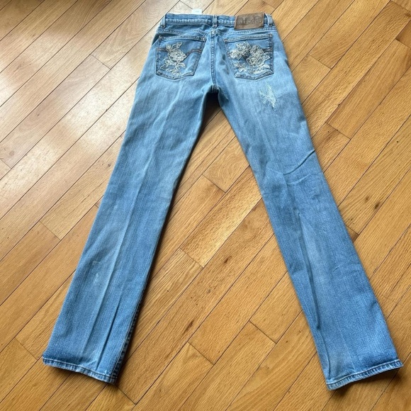 Y2K Red Valentino Designer Floral Embroidered Straight Leg Jeans - Picture 4 of 9